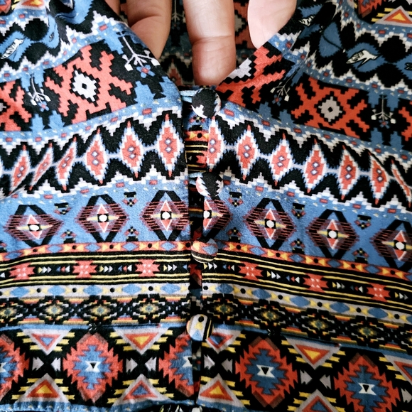 Umgee floral mini dress size M boho southwestern tunic flowy blue orange - Picture 4 of 9